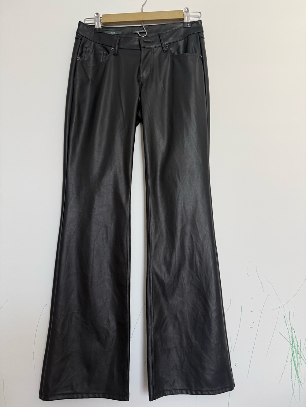 wild fable Black Faux Leather Flare Jeans